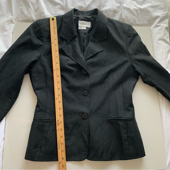 Linen & Silk Blazer Jacket by Smooth Studio. Black Size 6p - Picture 8 of 10
